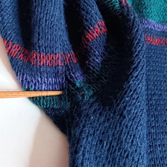 Vintage 90s Impact L Sweater Crew Neck Leather Patches Mountain Ski Retro READ - Picture 16 of 16